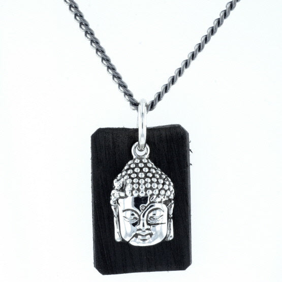 Meditating Buddha Pendant with Leather Tag