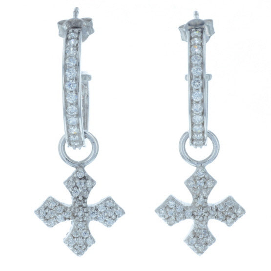 Small Pave CZ MB Cross Hoops