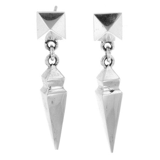 Pyramid Earrings with Geometric Spike Drop