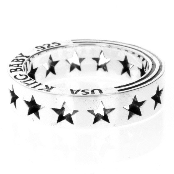 king baby silver pierced star ring