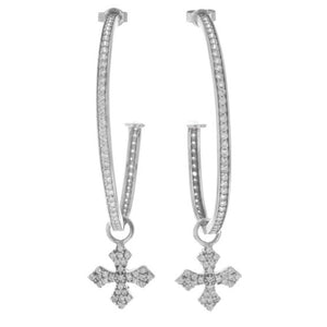 Large Pave CZ MB Cross Hoops