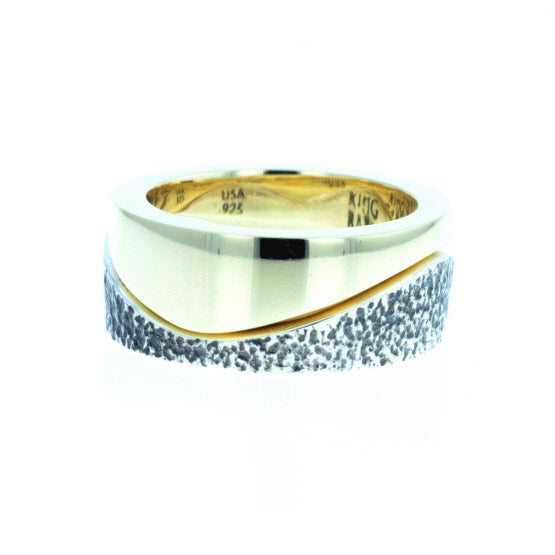 Yin Yang Double Stack Wave Band in Silver and Brass Alloy