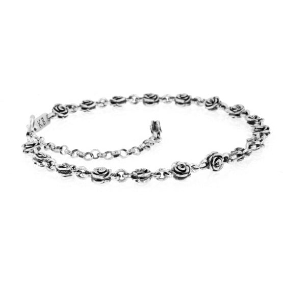 king baby silver rose anklet