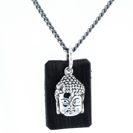 Meditating Buddha Pendant with Leather Tag