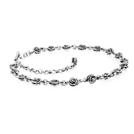 king baby silver rose anklet