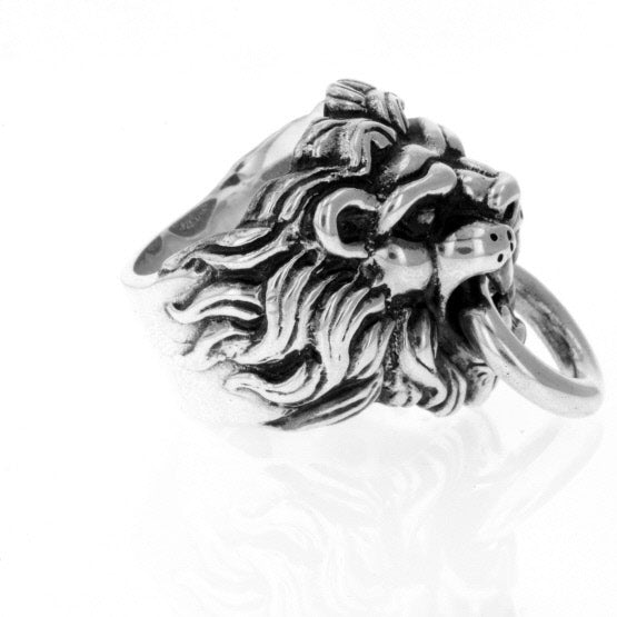 king baby men's silver lion ring