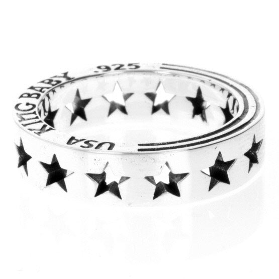 king baby silver pierced star ring