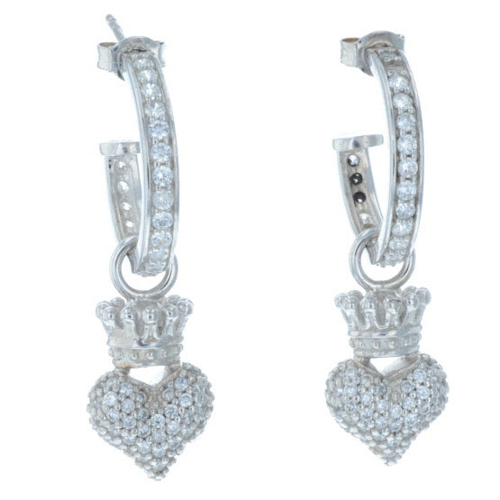 king baby crowned heart earrings