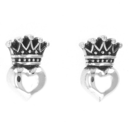 Baby Crowned Heart Post Earrings