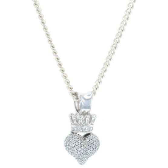 Small 3D Pave CZ Crowned Heart Pendant