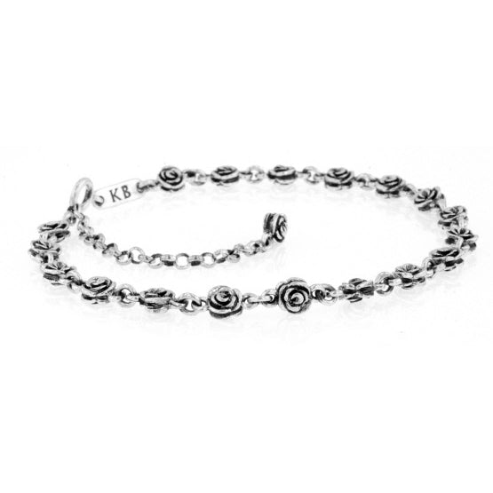 king baby silver rose anklet