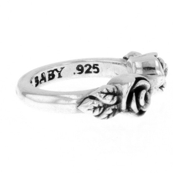 king baby open ring with roses