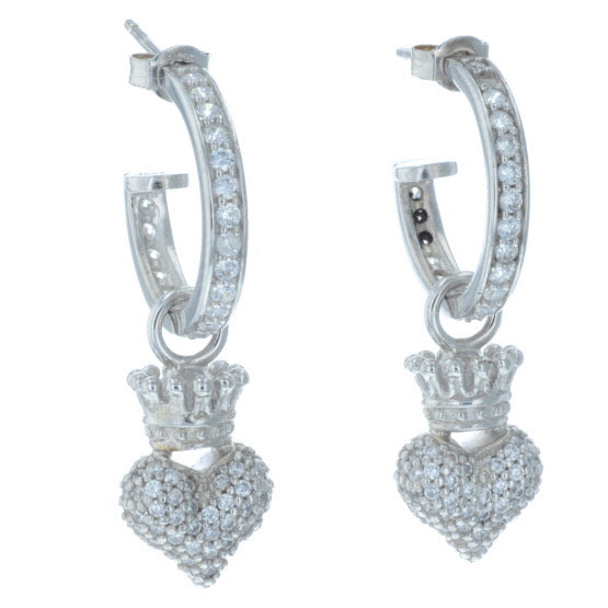 king baby crowned heart earrings