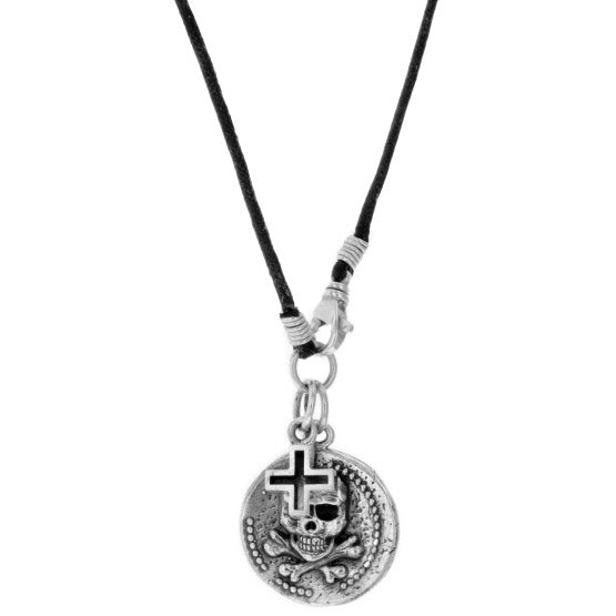 king baby large skull coin with ancient cross necklace