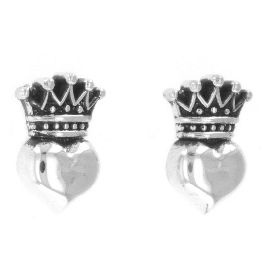 Baby Crowned Heart Post Earrings