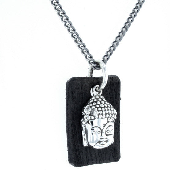 Meditating Buddha Pendant with Leather Tag