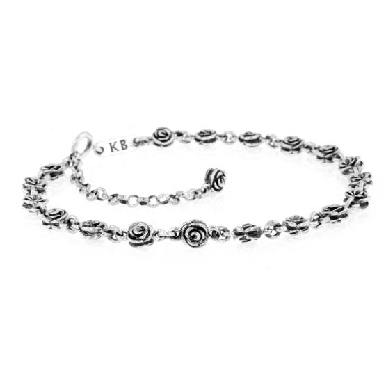 king baby silver rose anklet