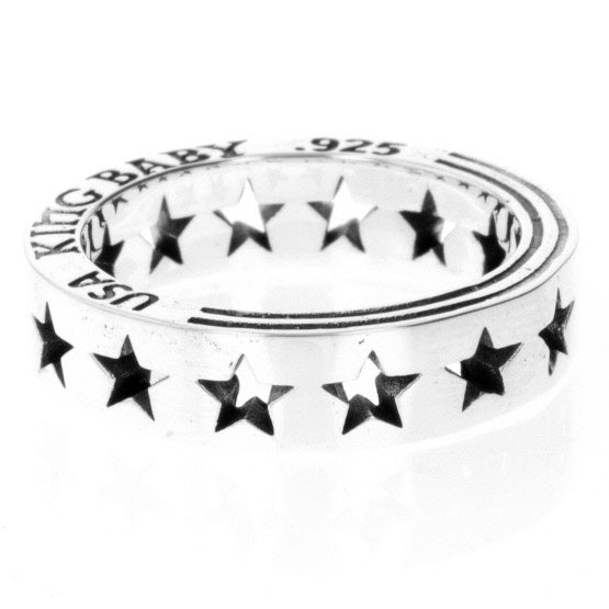 king baby silver pierced star ring