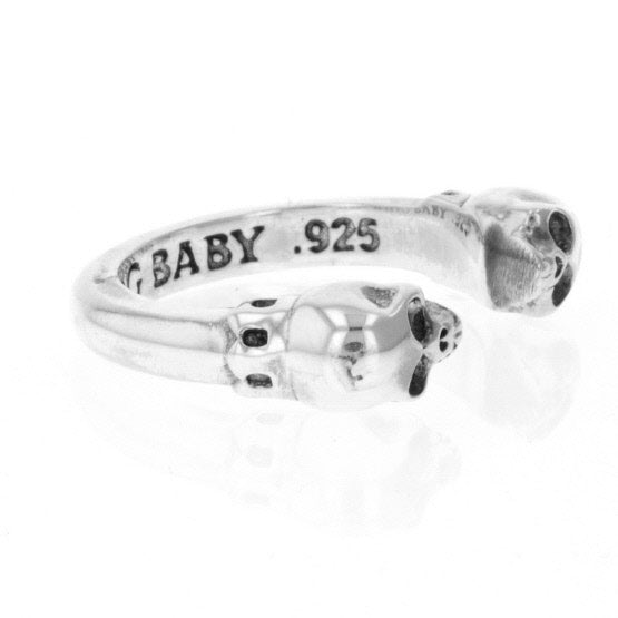 king baby open ring with skulls