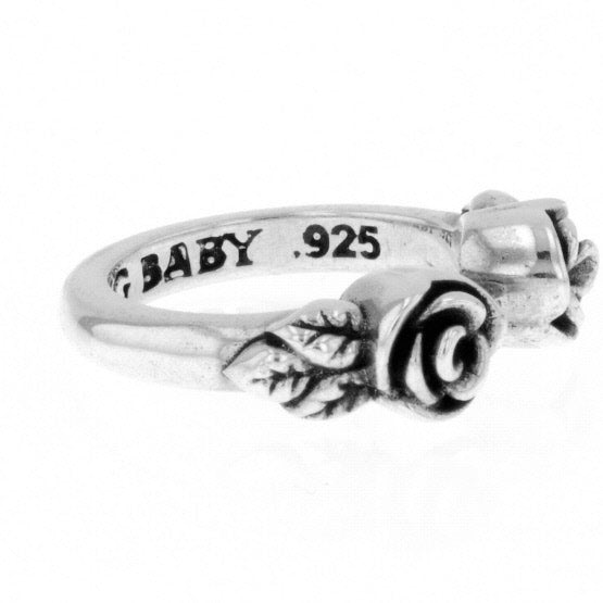 king baby open ring with roses