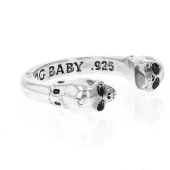 king baby open ring with skulls