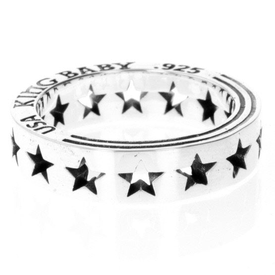 king baby silver pierced star ring