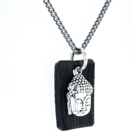 Meditating Buddha Pendant with Leather Tag