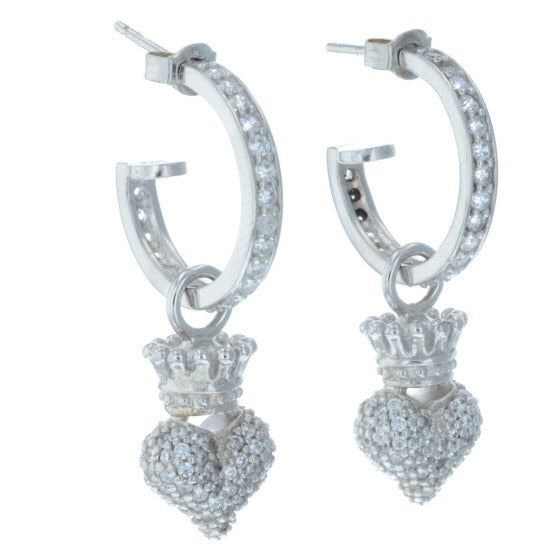 king baby crowned heart earrings