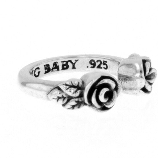 king baby open ring with roses
