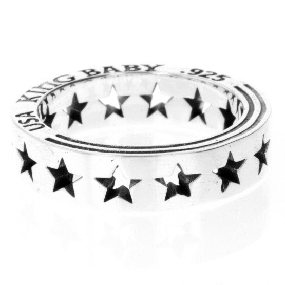 king baby silver pierced star ring