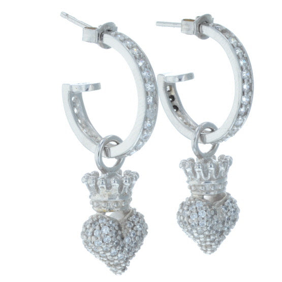 king baby crowned heart earrings