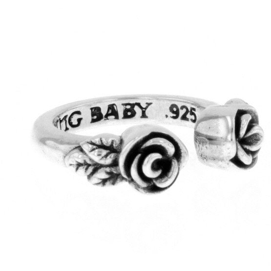 king baby open ring with roses