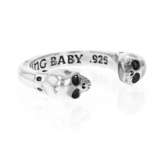 king baby open ring with skulls