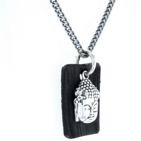 Meditating Buddha Pendant with Leather Tag