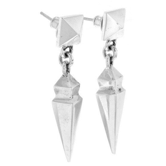 Pyramid Earrings with Geometric Spike Drop