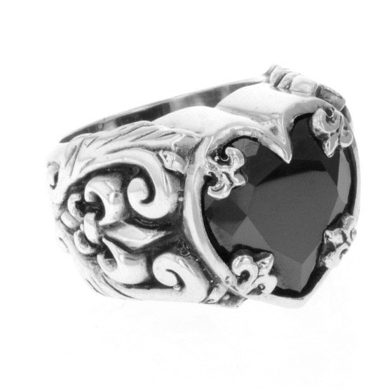 king baby black heart cz ring