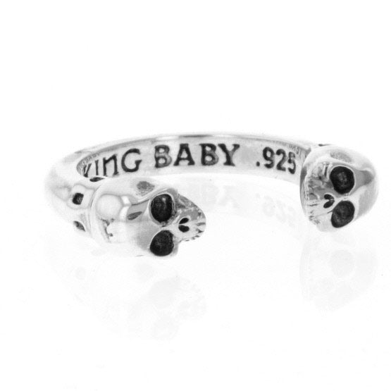 king baby open ring with skulls