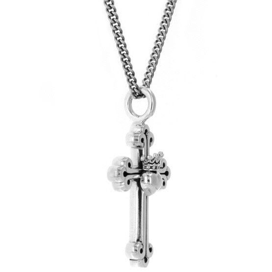 king baby traditional cross crowned heart pendant