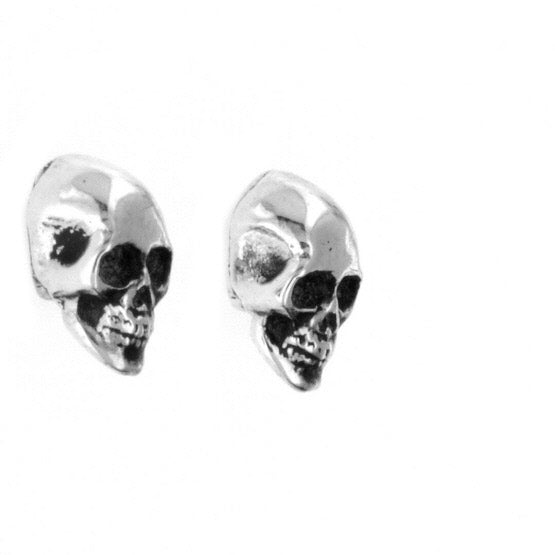 king baby silver skull earrings