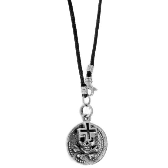 king baby large skull coin with ancient cross necklace