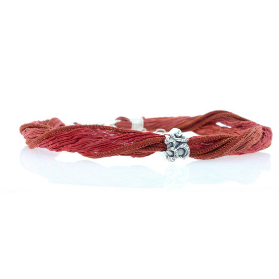 Burned Orange Silk Choker with Om Symbol