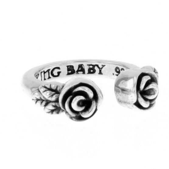 king baby open ring with roses