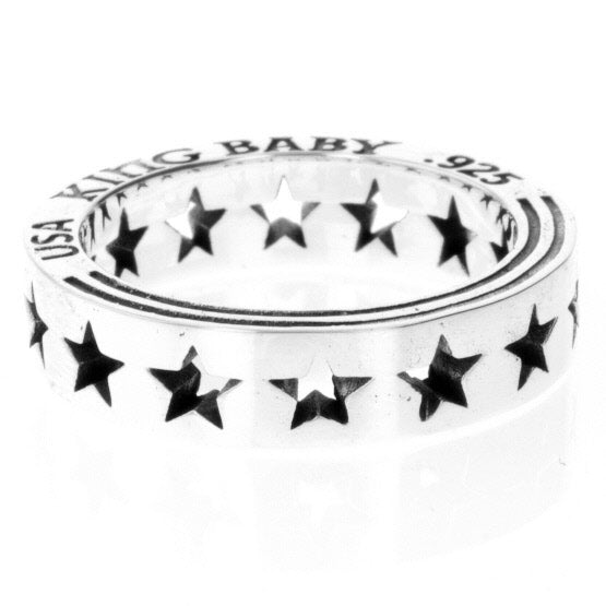 king baby silver pierced star ring