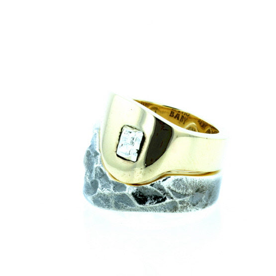 Yin Yang Double Stack Ring in Silver and Brass Alloy