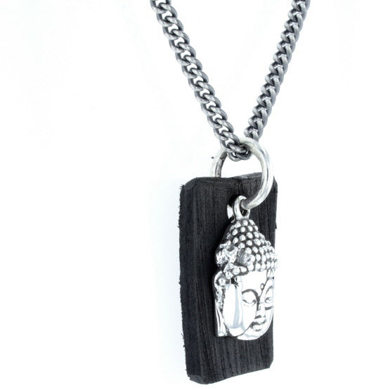 Meditating Buddha Pendant with Leather Tag