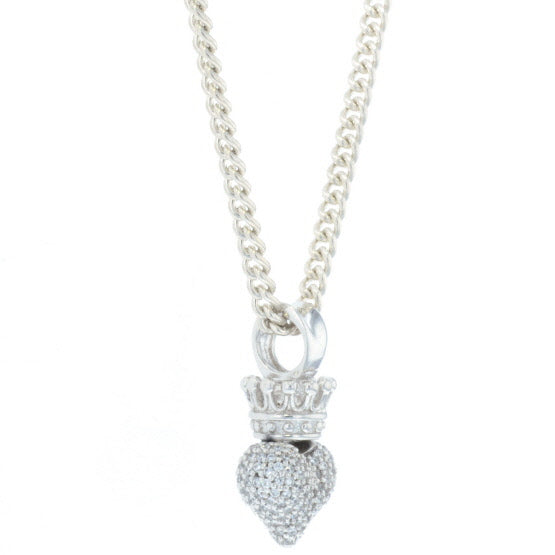 Small 3D Pave CZ Crowned Heart Pendant