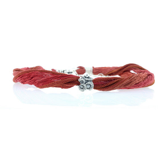 Burned Orange Silk Choker with Om Symbol