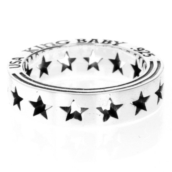 king baby silver pierced star ring