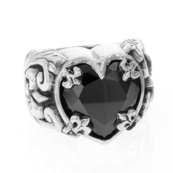 king baby black heart cz ring