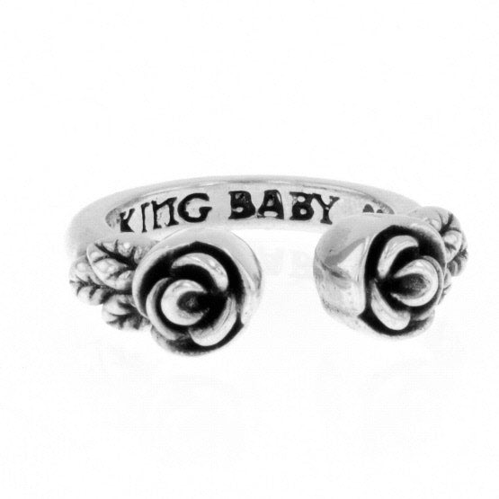 king baby open ring with roses